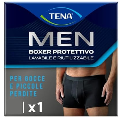 TENA Men - Caleçon de Protection Lavable Homme - Pour les Fuites Urinaires Légères - Coupe Classique - Noir - XL