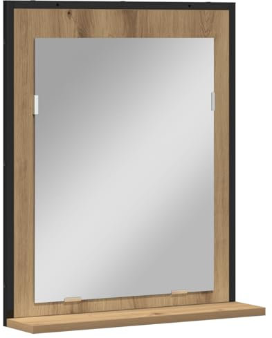 vidaXL Miroir de Salle de Bain chêne Artisanal 50 x 12 x 60 cm, Rangement de Salle de Bain, Miroir rectangulaire, Armoire Murale, Style Rustique, Gain de Place, déco Durable