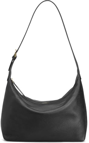 Kattee Meduim Leather Hobo Bags for Women, Soft Genuine Leather Crossbody Handbags Shoulder Purse for Work Casual, Black
