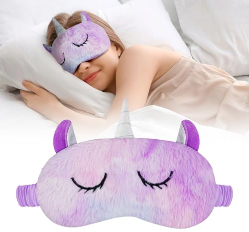 ACWOO Ögonmask, 3D söta djur, ögonband, plysch, enhörningskarikatyr, rolig sömn, ögonnyhet, sovmask för barn, rolig gåva, mask av