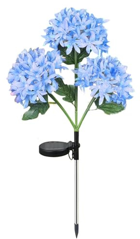 Luces solares de hortensias | Luces solares de flores para jardín al aire libre | Luz colorida de hortensias para patio, camino, césped, decoración de patio y uso diario al aire libre