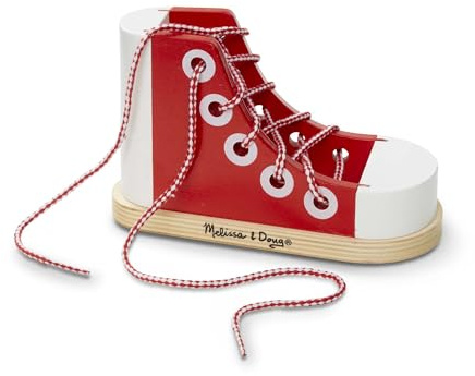 Melissa & Doug - Chaussure À Lacer - Apprendre À Faire Ses Lacets - Jouet Educatif De Développement Et De Premier Âge - Jouet en Bois - Cadeau Enfant 3 Ans Et +