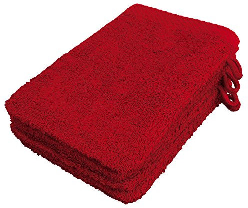 Lanudo® Pure Line Waschlappen Waschhandschuh, 4er Set, Reine Frottier Baumwolle, 21 x 15 cm - Rot