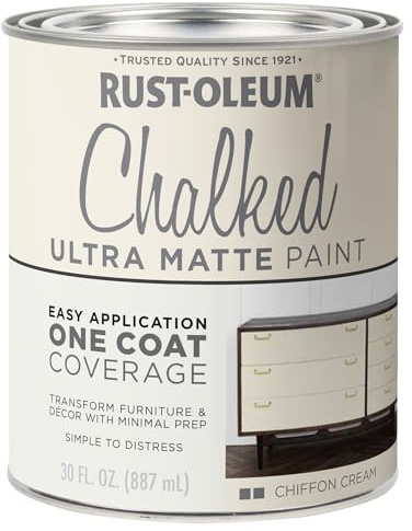 Rust-Oleum Chiffon Cream Chalked All-in-One Ultra Matte Paint | One Coat Coverage | No Primer, Sanding, Or Topcoat Needed | Easy Clean Up | Made in USA | 30 OZ