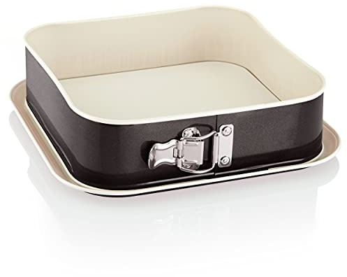 Grizzly Non-stick gångjärnsform med läckageskydd 24 x 24 cm svart/grädde, fyrkantig kakform med hög kant