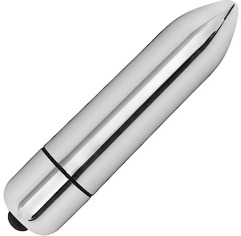 DUKESTON Mini Vibrator 8,6cm, Fingervibrator ø 18mm, Auflegevibrator Bullet (ABS, Silber farben) + Batterie