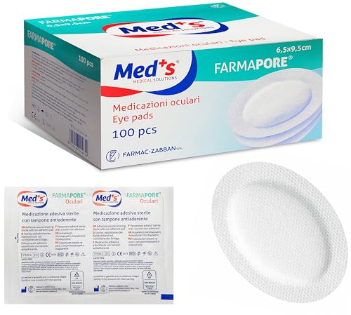 MEDICALMONO - 100 MEDICAZIONI OCULARI STERILI ADESIVE CON TAMPONE ANTIADERENTE FARMAPORE