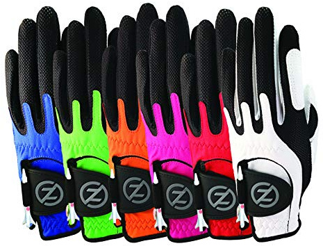 Zero Friction Junior Compression-Fit Synthetic Universal Fit Golf Gloves 6 Pack, One Size, Multicolour
