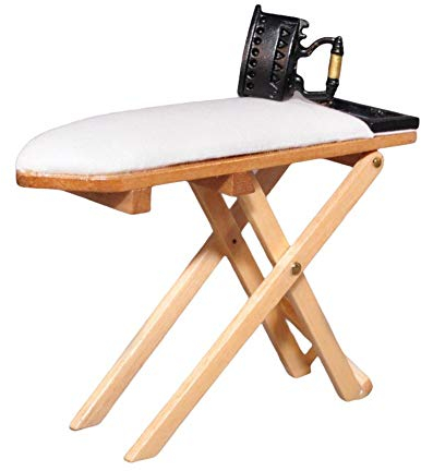 Dolls House Ironing Board & Black Flat Iron Miniature Kitchen Laundry Accessory