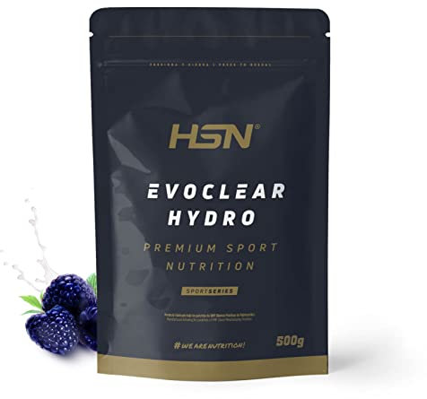 HSN Clear Whey Evoclear Hydro | Frambuesa Azul 500g | Aislado de Proteína Hidrolizada de Suero de Leche | Textura Muy Ligera | No Incluye Dosificador | No-GMO, Vegetariana, Sin Gluten ni Soja