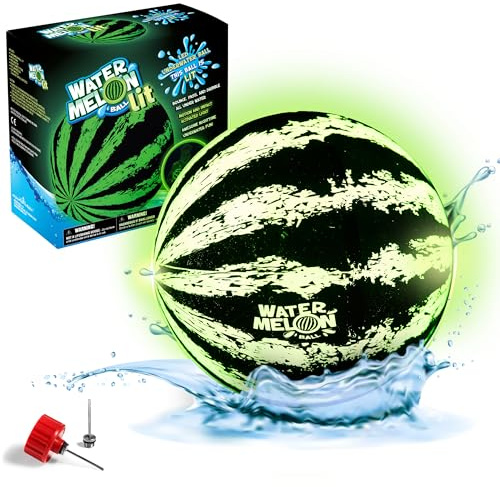 Watermelon Ball Lit - Glow in The Dark Pool Toy for Kids Ages 8-12, Teens, Adults - 9 Inch Swimming Pool Game for Family Fun