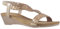 Jo & Joe Ladies Mid Heel Wedge Comfort Sandal with Glitzy Jewels and Elasticated Slingback Strap, Flexible sole sizes 4-8 (Rose Gold, UK Footwear Size System, Adult, Women, Numeric, Medium, 7)