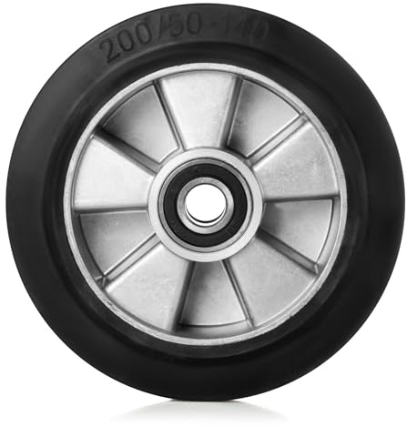 Pallit Lastvagnsrulle gummi 200 x 50 mm – hjul med kullager, axel 20 mm, reservrulle rullrulle för lastbil, myra, gaffellyftvagn | diameter 200 mm, bredd 50 mm