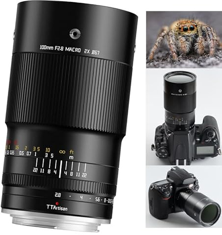 TTARTISAN Objetivo Macro 2X de 100 mm F2.8 para Nikon F-Mount Df, D5, D6, D850, D810A, D810, D780, D750, D610, etc.