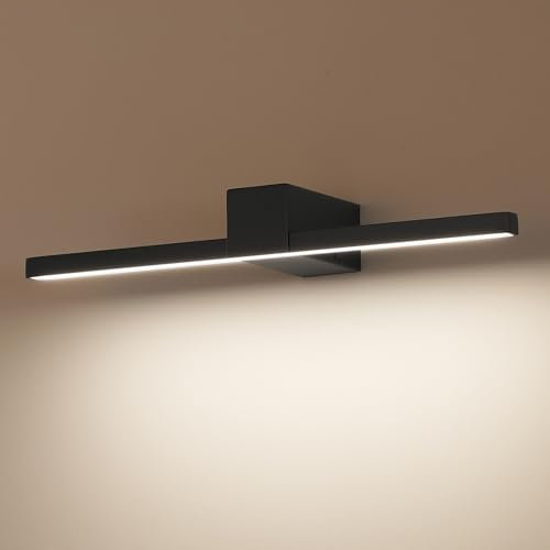 ECOBRT LED Spiegelleuchte Badezimmer 40cm, Badbeleuchtung IP20, 12W 960 Lumen, Badleuchte Aluminium, Warmweiß 4000K, Schwarz (Schwarz, 40cm)