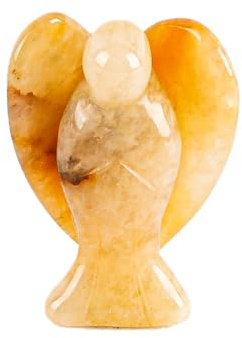 Ieron Figura de ángel de la Guarda de 1,5 Pulgadas, Regalo de ángel de Cristal, Piedras Preciosas de Cristal curativo, Estatua de Piedras pulidas, Figura de ángel de Reiki(Amarillo)