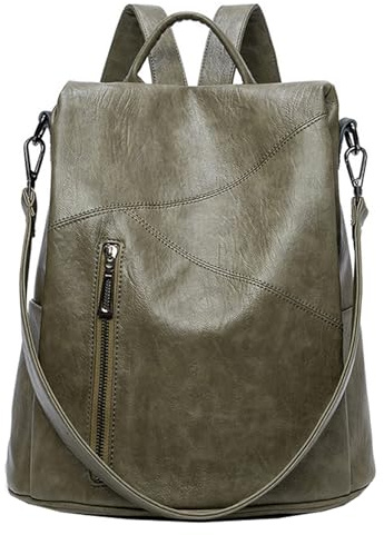 MANNUOSI Femme Sacs portés dos Antivol Mode Multifonctionnel Sac à BandoulièRe En Cuir PU VéRitable Mode Dames Sacoche Sacs Vert B