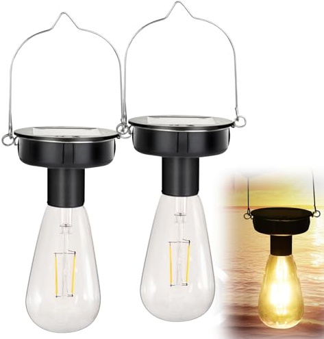 2 stycken trädgårdsolampor reservdelar, 8 cm solcellslampor ersättning topp med ljus LED-glödlampa, solglödlampa ersättning solmodul, ersättning solpanel hängande för solcellslampor trädgårdslampor