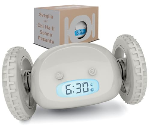 CLOCKY Lauter Wecker Digital Wecker Laut für tiefschläfer Erwachsene Jugendliche Lustig für schwerhörige schwere Schläfer auf Rädern Weglaufen Fahrender Springen Wegrollen Lustiges Geschenk (Nebel)