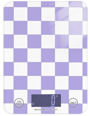 Viola e Bianco Americano Plaid Panettieri Bilancia Alimentare per Cucina 5 kg/5 g, 5 kg/5 g Bilancia da cucina Grammi con 4 Unità per (Utente) (Utente) (Utente) pesa Digital para alimentos