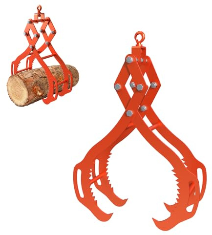 Tolpassa Log Lifting Tongs 32 Inch - 2700LBS Load Capacity Heavy Duty Log Grapple with 4 Serrated Claw Hooks & Handles, Logging Tongs for Tractors, Trucks, Forklifts, Orange