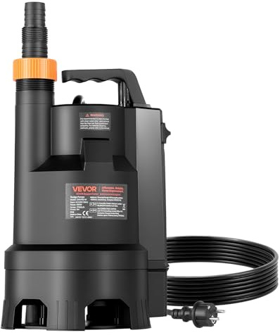 VEVOR Pompa Sommergibile per Pozzetto 690W, 17500 L/H, per Acque Sporche e Pulite in PP-GF20 con Interruttore a Galleggiante Automatico, Cavo Lungo, Sollevamento max. 9 m, per Piscine, Giardino