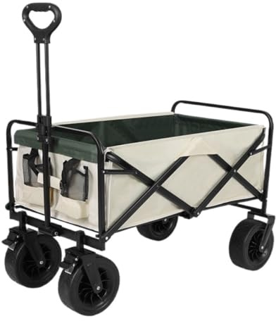 Carrito plegable para camping, remolque portátil de mano con barra de tracción, carrito plegable compacto para exteriores (negro ligero)