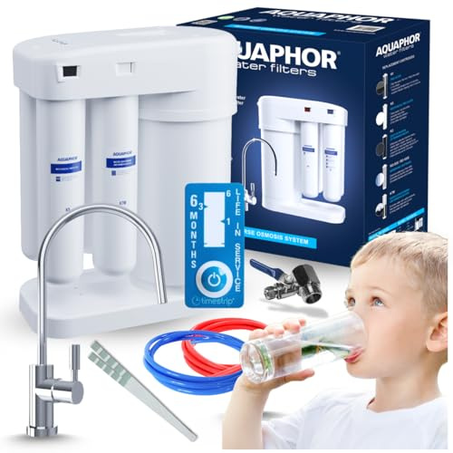 Aquaphor Morion 101S RO Sistema De Osmosis Inversa Filtro De Agua Bajo Fregadero Con Tanque 5L Integrado Purificador De Agua Contra Cal Bacterias Y Virus Incluye Mineralizador Y Grifo Blanco