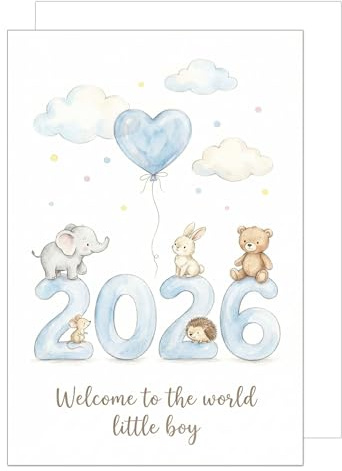 Edition Seidel Premium XXL carte de naissance avec enveloppe. Carte de vœux format DIN A4 avec texte en anglais pour bébé garçon bienvenue (34702 A4-E1007)