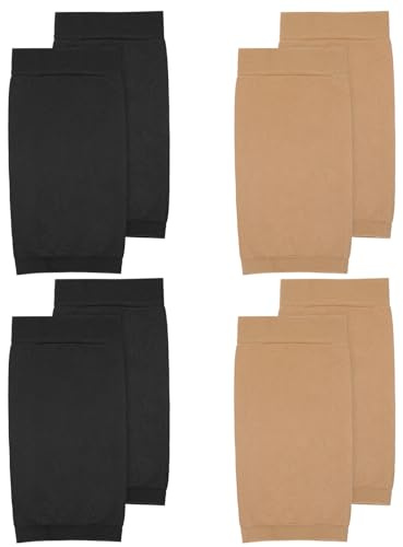 Ajcotahm Lot de 4 paires de manchons de protection pour tatouage - 18,8 x 8,9 cm - Soutien anti-cernes - Pour homme et femme - Protection UV - Noir - Couleur peau