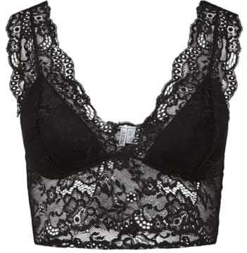 PIECES Pclina Lace Bra Top Noos, Corsé Mujer, Negro (Black), 38 (Talla del Fabricante: Small)