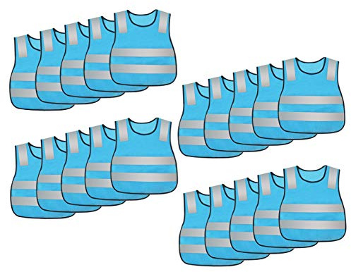 AIEOE Kids Reflective Safety Vest, High Visibility, Lightweight, Breathable, Neon Blue, 20PCS
