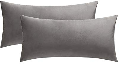 MIULEE 2er Set Samt Kissenbezug Kopfkissenbezug 40x80 cm Kissenhülle Dekokissen Kissenbezüge Bettkissenbezug Samtkissen Couchkissen Bezug Bezüge für Sofa Bett Wohnzimmer Schlafzimmer Grau