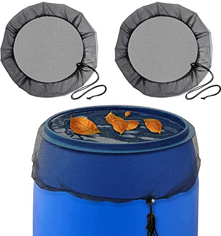 Lot de 2 housses en maille pour tonneau de pluie – Housse de tonneau de pluie avec cordon de serrage, protection de réservoir d'eau pour jardin, écran de pluie pour garder les débris hors de la