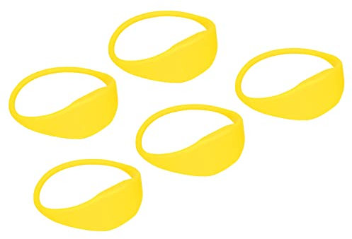 sourcing map 5Pack RFID Silikon Nähe Armband 13.56MHz Nur Lesen Ring Typ für Tür Zugang Gelb
