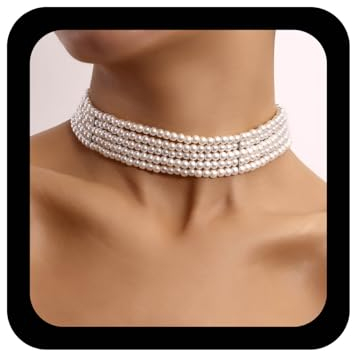 Yienate Bridal Perlenkette Halskette Kette Mehrreihig Perlenstränge Halskette Barocke Aussage Perlenkette Weiß Braut Perlen Halskette Hochzeit Abschlussball Halskette Schmuck Für Damen