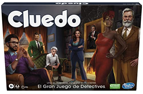 Hasbro Gaming Cluedo Rediseñado, Juego de Halloween de Mesa, Estrategia y Acertijos, Tablero de Mansión Tudor, Personajes Clásicos, Fiestas en Familia, Regalos para Niños y Niñas a Partir de 8 Años
