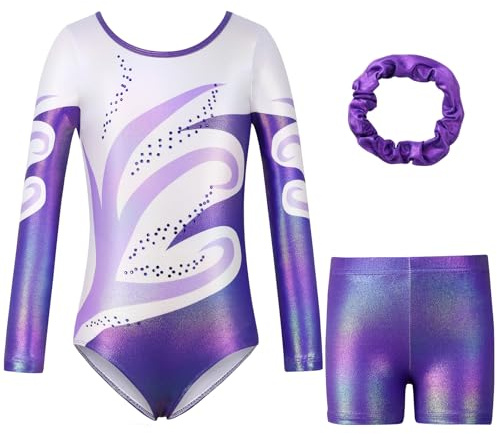 Valcatch Gymnastics Justaucorps pour Filles Kids Toddler Gymnastics Shorts et Bandeau One Piece Dancing Ballet Body Pratique Combinaison 5-12 ans