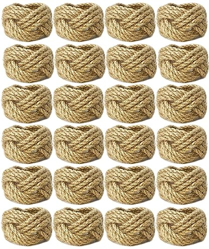 WINGFISH Farmhouse Woven Napkin Rings Set of 24 Burlap Jute Napkin Rings Bulk for Dinning Table, Nautical Napkin Ring Holders Table Decor for Party Gathering Banquet Wedding Birthday