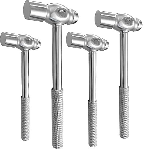 WEDO 4-teiliges Kugelhammer-Set,Peinhammer,Edelstahl Kugel Pein Hammer,Kopfgewicht 330g+340g+450g+680g,Schlosserhammer mit Edelstahl Anti-Rutsch-Griff,Ingenieurhammer,korrosionsbeständig