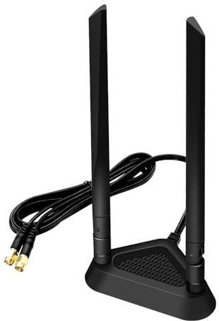 Antena WiFi de Doble Banda 8 dBi 2,4 GHz 5 GHz 5,8 GHz RP-SMA Adaptador magnético Antena Interior para enrutadores WLAN, PC, Adaptador USB, Tarjetas PCI-E, cámara IP de Seguridad