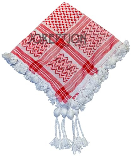 Shemagh Scarf Desert Keffiyeh, Head Neck Scarf Arab Wrap, Bidouin Unisex Jordanian Royal traditional Middle Eastern Tactical Desert Keffiyeh (Red)