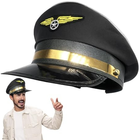 gafdu Generisch Flugzeugmütze - Flugzeug Kostüm Mütze, Airline Mottoparty Pilotenmütze, Flugzeug Kapitän Pilot Hut Größe Verstellbar, Pilotenhut, Flugzeugkostüm, Hut, Matrosenhut, Mütze Für Halloween