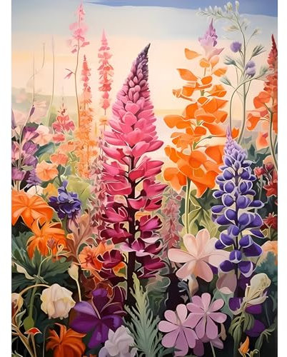 DPIDEA Blumen Diamond Painting, Diamant Painting Bilder für Erwachsene DIY 5D Diamant Painting Blumen Runde Steine für Zuhause Dekor 30x40 cm