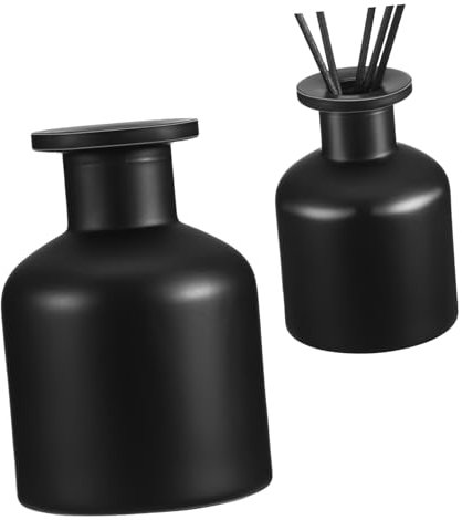 FRCOLOR Glass Diffuser Bottles 2pcs 150ml Matte Black Empty Aromatherapy Diffuser Containers Refillable Fragrance Jars for Home Scenting and Diy Essential Oil Use