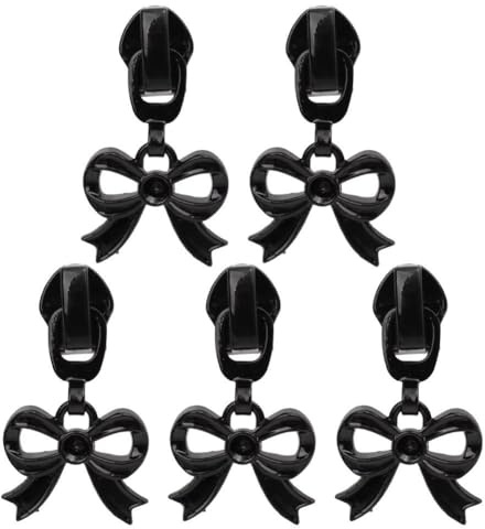 Muteitt 5 Pièces De Remplacement De Tirette De Fermeture À Glissière en Métal avec Nœud Mignon, Languettes De Fermeture À Glissière Détachables, Kit De Réparation De Fermeture À Glissière