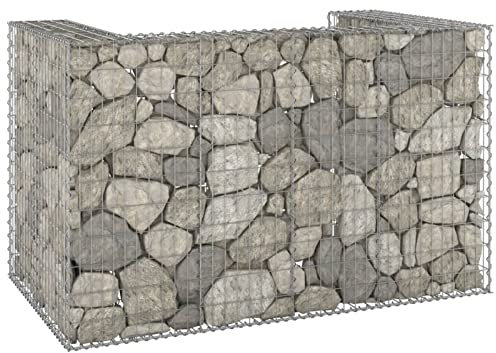 Juroupi Gabion Wall for Garbage Bins Galvanised Steel 180x100x110 cm,Gabion Wall for Garbage Bin,Outdoor Backyard Bin Basket Gabion Cage