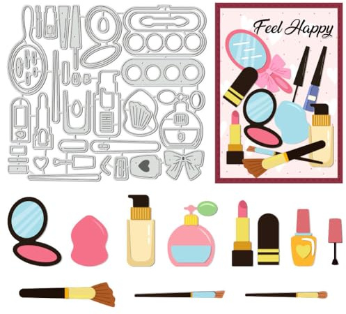 UNICRAFTALE 48 st kosmetiska gåvor stansformar för korttillverkning metallpapper prägling stansning kolstål formar schabloner för fotoram album gör-det-själv scrapbooking högtidsdekoration