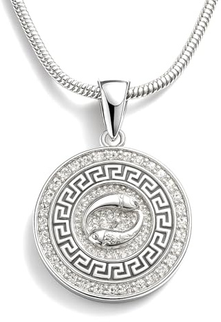 LillyMarie Collar Mujer Signo Zodiacal Piscis Plata 925 Circonita Colgante