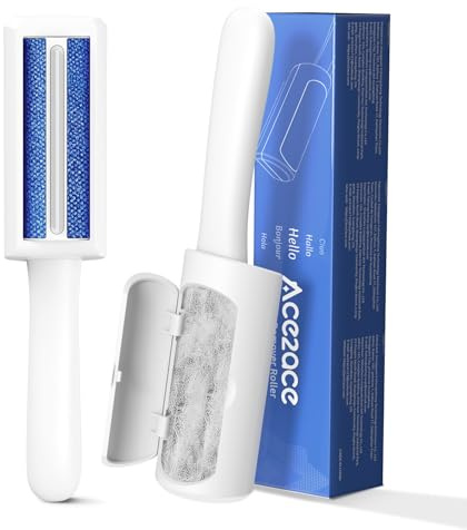 ACE2ACE Mini Spazzola Togli Peli per Vestiti, Rimuovi Peli Animali da Tessuti, Divani e Coperte, Rullo Riutilizzabile Portatile per Abbigliamento, Mini, Bianco